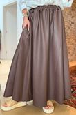 Made in Italy Runa Leather Look Skirt Chocolate
